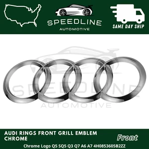 Audi Rings Front Grille Chrome Emblem Badge Q5 SQ5 Q3 Q7 A6 A7 4H0853605B2ZZ - Picture 1 of 1