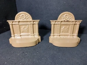 Antique Cast Iron Bookends Palace Building People Very Heavy - Picture 1 of 12