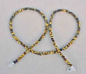 41 cm,Tigeraugen Edelstein kette,4 mm, Silber Verschluss ( Tiger-45) - Imagen 1 de 2