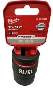 Milwaukee 49-66-6306 3/4" Drive Standard Length Impact Socket 15/16" 6 Point - Picture 1 of 8