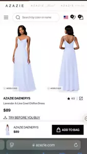 Azazie bridesmaid dress daenerys lavender a-line cowl chiffon dress worn once - Picture 1 of 7