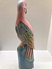 Parrot Balsa Wood Hand Carved Pink Blue Pastel Perch Made In Indonesia 20" T
