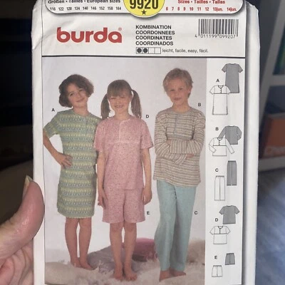 Burda Children’s Sleepwear Pattern 9920 Size 6-12 13jr-14jr Uncut - Image 1 of 2