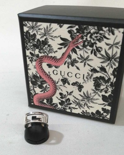Autentico Anello Cinturino Logo GUCCI G Argento Sterling 925 Taglia 11 US 5 3 4 Con Scatola