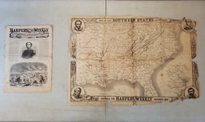 Mapa semanal de los estados del sur de la Guerra Civil de Harper's con revista del 9 de noviembre de 1861 - Imagen 1 de 12