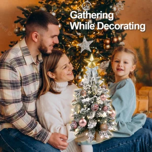 55cm Mini Christmas Tree Flocked Snow Xmas Decorations for Table Top Home Office - Picture 1 of 7