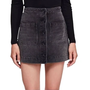 Minifalda Free People Don’t Get Me Wrong negra con botones delanteros talla 28 - Imagen 1 de 5