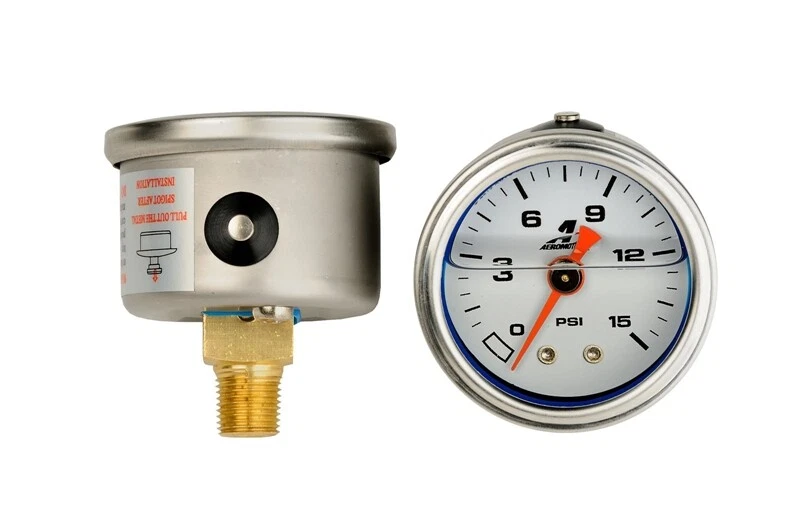 Aeromotive 15632 1 1/2 in. 0-15 PSI Fuel Pressure Gauge, White - Image 1 of 1