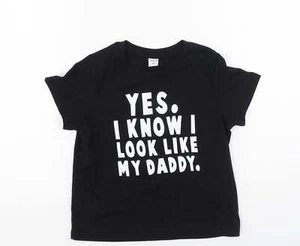 SheIn Boys Black Cotton blend Jersey T-Shirt Size 5 Years - Picture 1 of 12