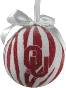 OKLAHOMA SOONERS ZEBRA BALL ORNAMENT 4" - Bild 1 von 2