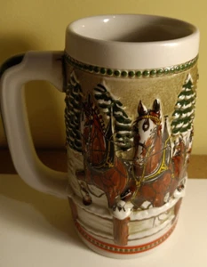 Budweiser Beer Stein Mug Champion Clydesdales Ceramic Ceramarte Holiday 1984 LTD - Picture 1 of 7