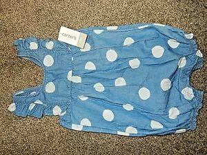 3E NWT 18M 12-18M Carter's Girls Chambray Dot Sunsuit Bubble Romper Outfit - Picture 1 of 2