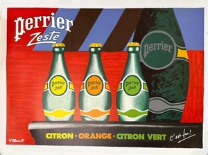 PERRIER ZESTE BERNARD VILLEMOT 1987 LITHOGRAPHIE SCHWERES PAPIER ORIGINALDRUCK - Bild 1 von 5