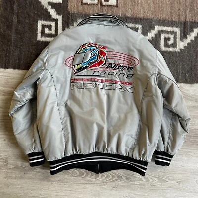 Nitro Racing N810-X 复古男式银色摩托车夹克 XL 码 — 第 1/4 张图片