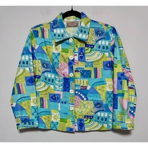 Y2K Life Style Mosaic Print Jacket Size PS Millennial Vintage Coastal Grandma - Picture 1 of 5