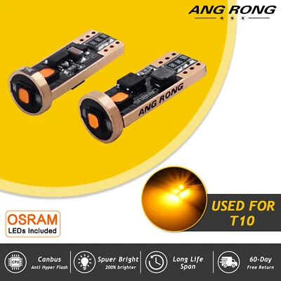 No Error T10 W5W 501 168 194 168 LED Bulbs Indicator Turn Signal Light Amber - Image 1 of 4