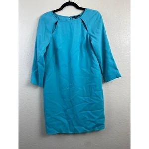 Tibi Silk lined Aqua Blue Shift Dress Women Size 2 Event Business Formal Modest - Picture 1 of 12