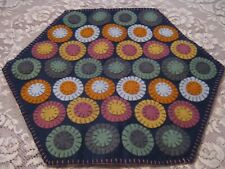 Primitive Wool Applique Spring/ Everyday Layered Pennies Penny Rug Candle Mat 