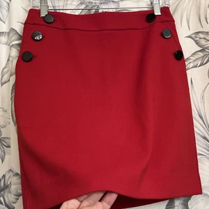 Ann Taylor LOFT Women's Red 6 Button Knit Mini Pencil Skirt Size 2 (28"x18") - Picture 1 of 5
