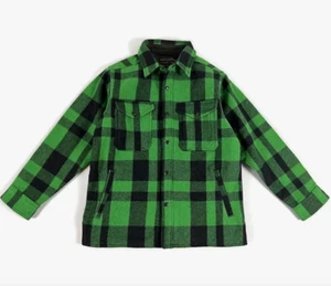 FILSON Mackinaw Wool Jac Shirt XL Acid Green Plaid Black Lined Cruiser Jacket - Picture 1 of 6