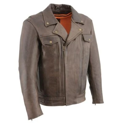 Milwaukee Leather 1522 Men's Retro Brown Leather Vented Motorcycle Rider Jacket - Image 1 of 4