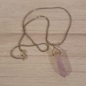 Amethyst Crystal 925 Sterling Silver Pendant On Chain - Picture 1 of 7