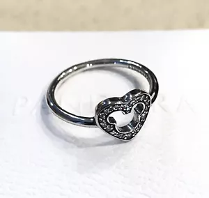 Anillo de Silueta de Mickey Mouse Pandora Disney #190957CZ + CAJA CON BISAGRAS + TELA PULIDA - Imagen 1 de 12