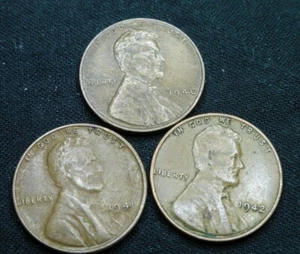 1940 1941 1942 P Lincoln Penny's - Bild 1 von 6