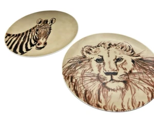 Vintage 1970s Fitz And Floyd Decorative Zebra And Lion Plates 7.5” - Picture 1 of 6