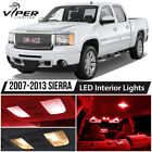 2007-2013 GMC Sierra 1500 2500 3500 Red Interior LED Lights Package Kit