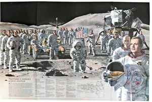 1973-9 September TEAMMATES GREATEST ADVENTURE MOON National Geographic Map - A3+ - Picture 1 of 2