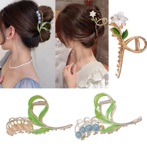Women Metal Hair Claw Crab Clip Elegant Lily Tulip Hair Clips Barrette Headwear* - Picture 1 of 17
