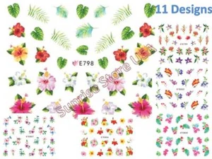 11 Designs 3D Nail Art Aufkleber Hawaii Blume Blätter Plumeria Abziehbilder Maniküre Zum Selbermachen - Bild 1 von 27