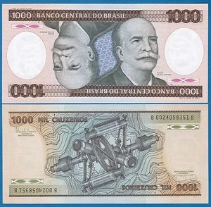 Brazil 1000 Cruzeiros P 201 d ND (1986) UNC P-201d Brasil - Picture 1 of 1