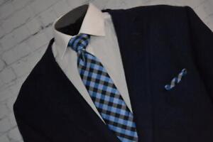 44913-a Jos A Bank Blazer Jacket Blue Silk Wool Blend Size 52 L Adult Mens