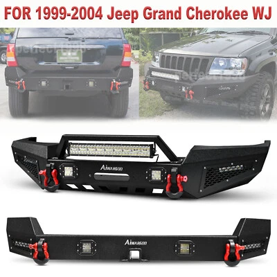 Placa de cabrestante de parachoques trasero delantero de acero anillos en D para Jeep Grand Cherokee WJ 1999-2004 Foto 1 de 4