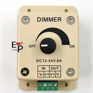 Manual Dimmer Switch With Terminals 12V-24V 8A For LED Strip Light Mountable