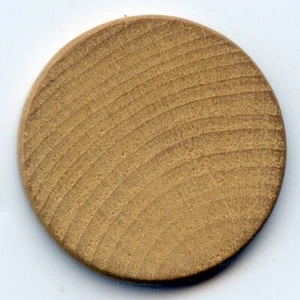 Antique Poker Chip: Wood, White - Picture 1 of 2