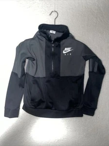 Nike Air 1/4 Zip Training Soccer Top Pullover Spellout Size Youth M Gray Black - Picture 1 of 9