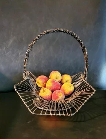 Vintage Handmade Black Wire Basket Cover