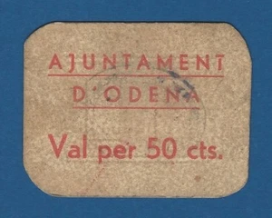 AGUNTAMENT D'ODENA -- 50 CENTS UNDATED -- EBC -- 1st ISSUE -- NO SERIES. - Picture 1 of 2