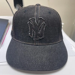 NY Yankees Black Denim Baseball Hat 7 1/8 Cooperstown Collection Mitchell & Ness - Picture 1 of 8