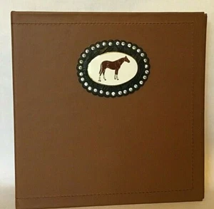 TAN LEATHER 3 RING BINDER 70'S VNTG DON SLATER QUARTER HORSE BUCKLE SNAKE LINING - Picture 1 of 3