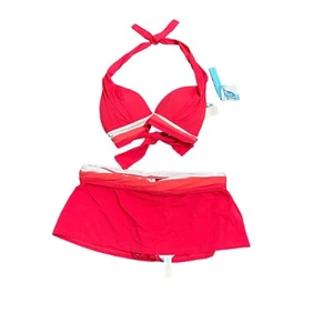 Traje de baño de dos piezas Bleu Rod Beattie S/M rojo brillante bikini top + falda de baño nuevo con etiquetas - Imagen 1 de 6