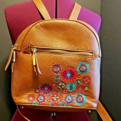 steve Madden Embroidered Floral teal pink backpack - Image 1 of 4