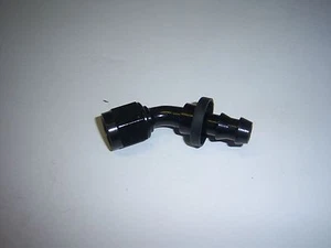1/2" BARB TO 8AN FEMALE SWIVEL FUEL ADAPTER 45 DEGREE BLACK - Picture 1 of 1