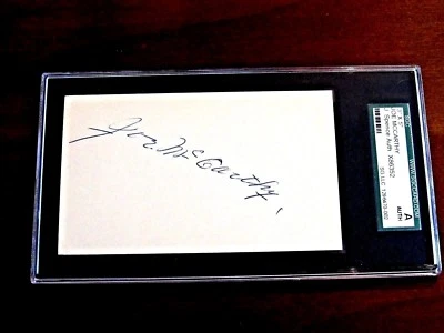 JOE MCCARTHY WSC NY YANKEES RED SOX HOF SIGNED AUTO VINTAGE INDEX CARD JSA - Image 1 of 3