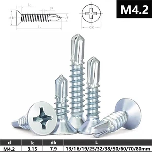 TORNILLOS AUTOPERFORANTES AVELLANADOS M4.2 FIJACIÓN DE METAL VENTANAS TECHO GALVANIZADO - Imagen 1 de 6