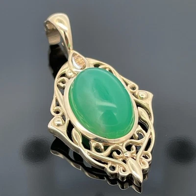 CLIP ANHÄNGER 375/- GG MIT CHRYSOPRAS, BK & RHEINGOLD  SOGNI D'ORO SCHMUCKJAGD - Bild 1 von 4