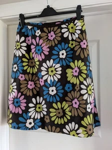 Laura Ashley Leinen braun bunt Blumenmuster A-Linie Midirock Damengröße 14' - Bild 1 von 3
